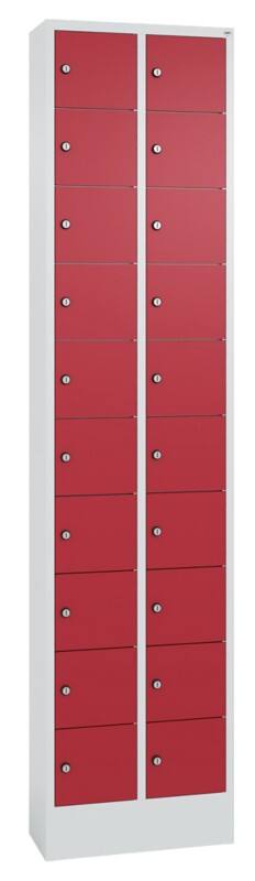 C P Serie 8070 Metall-Schließfach 20 Türen Zylinderschloss 460 x 200 x 1.950 mm Lichtgrau 80700-203 S10015