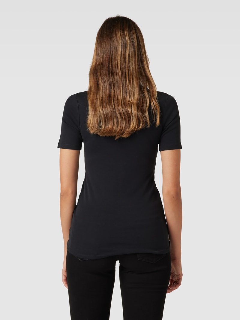 T-Shirt mit Rundhalsausschnitt und Ziersteinbesatz in schwarz
