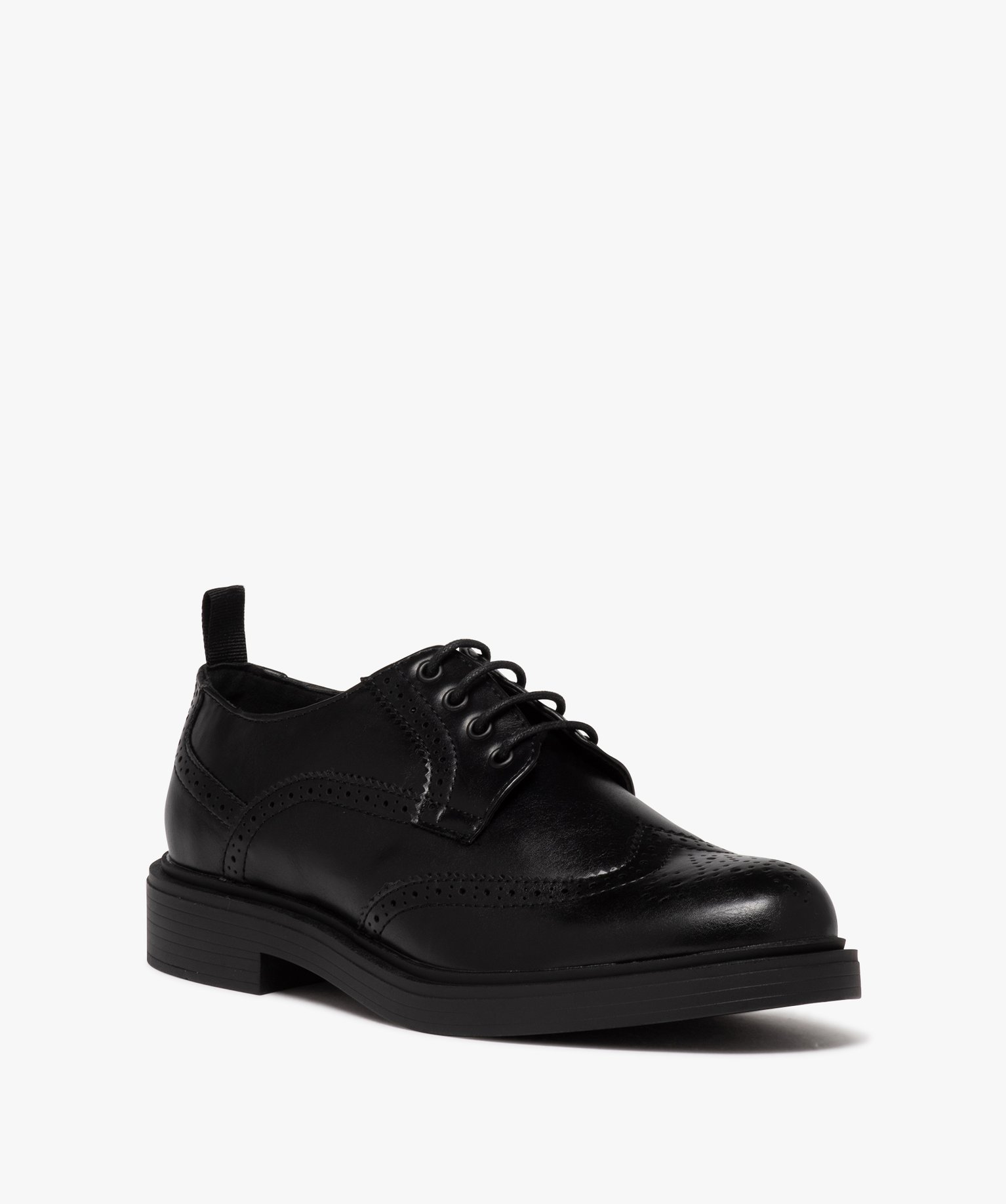 Derbies homme unis à bout fleuri noir | GEMO