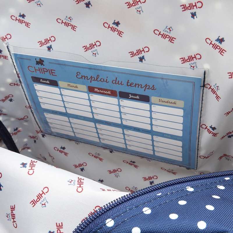 Sac à dos à roulettes avec porte-clés impression pois