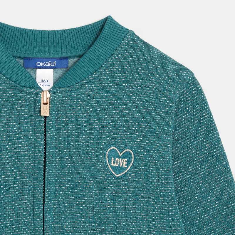 Teddy zippé irisé turquoise fille