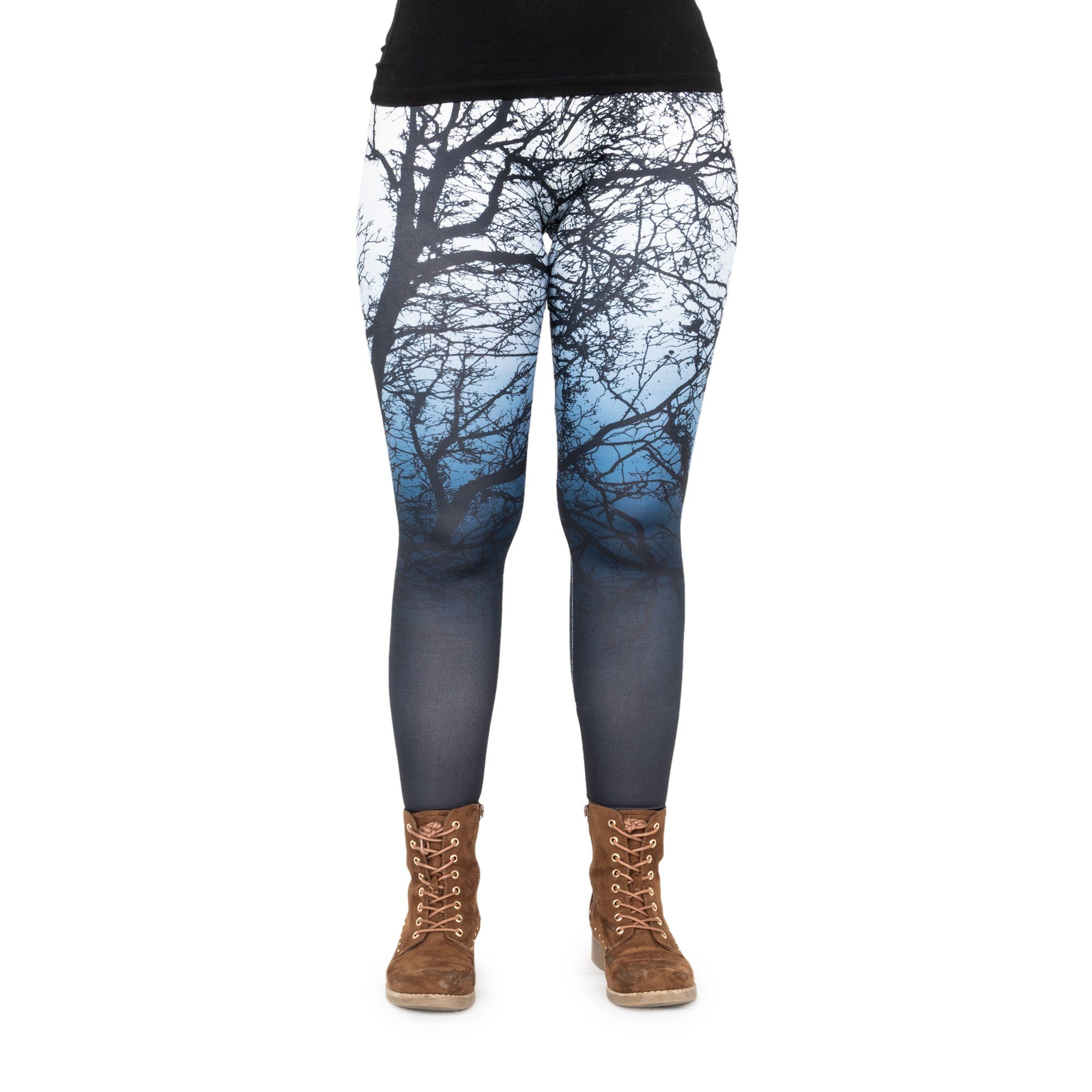 cosey Leggings Bunte Bedruckte Motiv-Leggings Baum/Wald (Einheitsgröße XS-L)