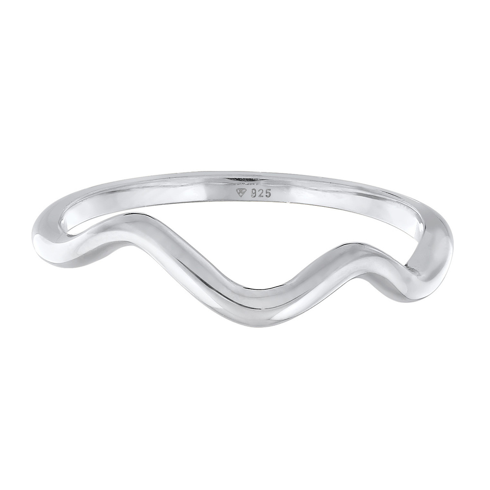 Elli Elli Bague Femmes Vagues Minimaliste Géo Tendance en Argent Sterling 925 Bague