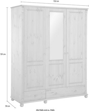 Home affaire Kleiderschrank Tessin Breite 152 cm, Kiefer massiv, inkl. Spiegel