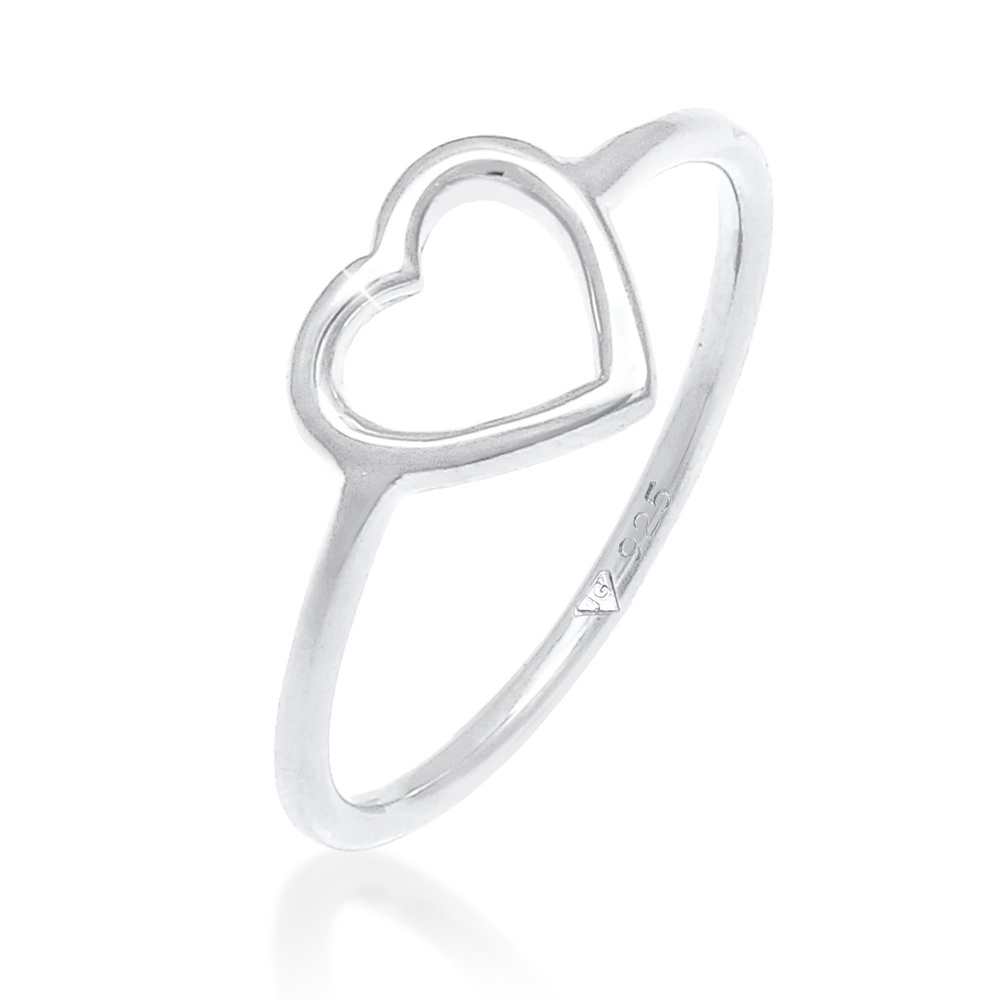 Elli Elli Bague Femmes Cœur Cut Out Filigrane Tendance en Argent Sterling 925 Bague