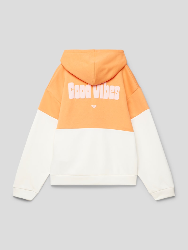 Hoodie mit Statement-Prints Modell 'DREAMS FOR PLANS' in orange