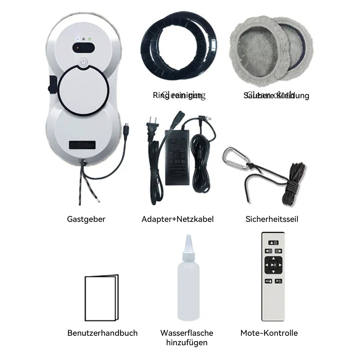 DOPWii Fensterputzroboter Fensterreiniger Roboter,Fenstersauger,5600Pa,Mit 30 ml Wassertank