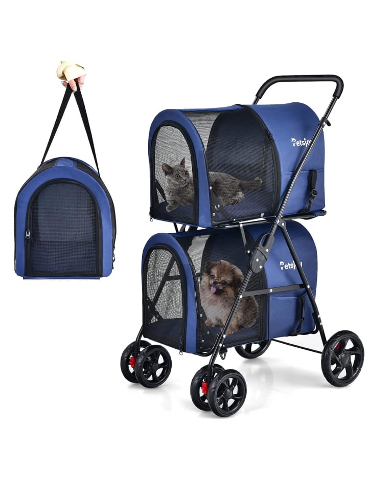 COSTWAY 2 Etagen Hundewagen in Blau günstig kaufen onesize
