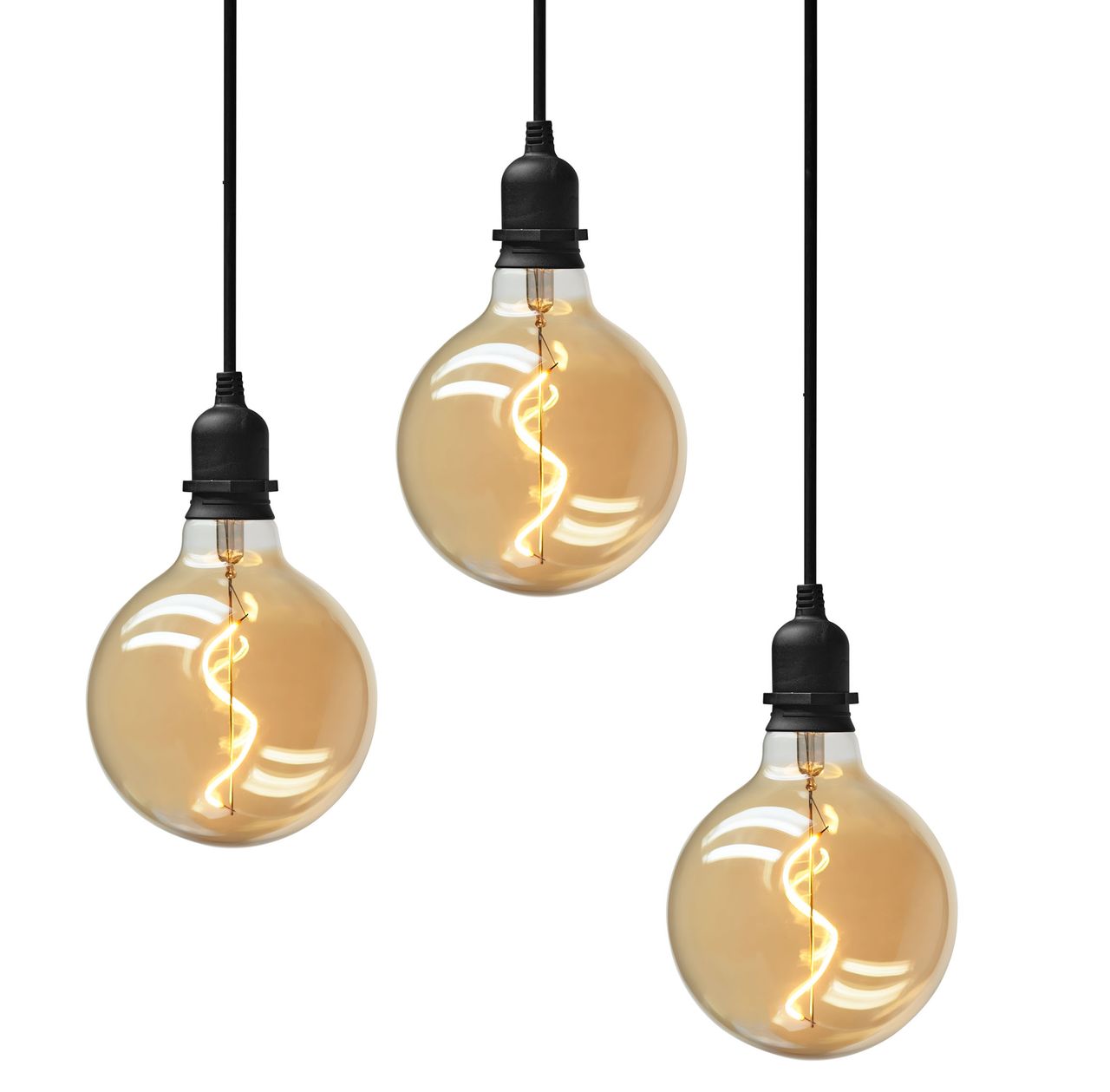 Weles 3er Set Glaskugel Glow gold Batteriebetrieben