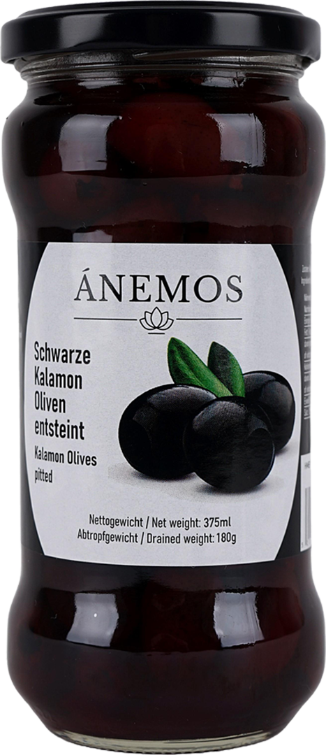 Anemos Schwarze Kalamon Oliven entsteint