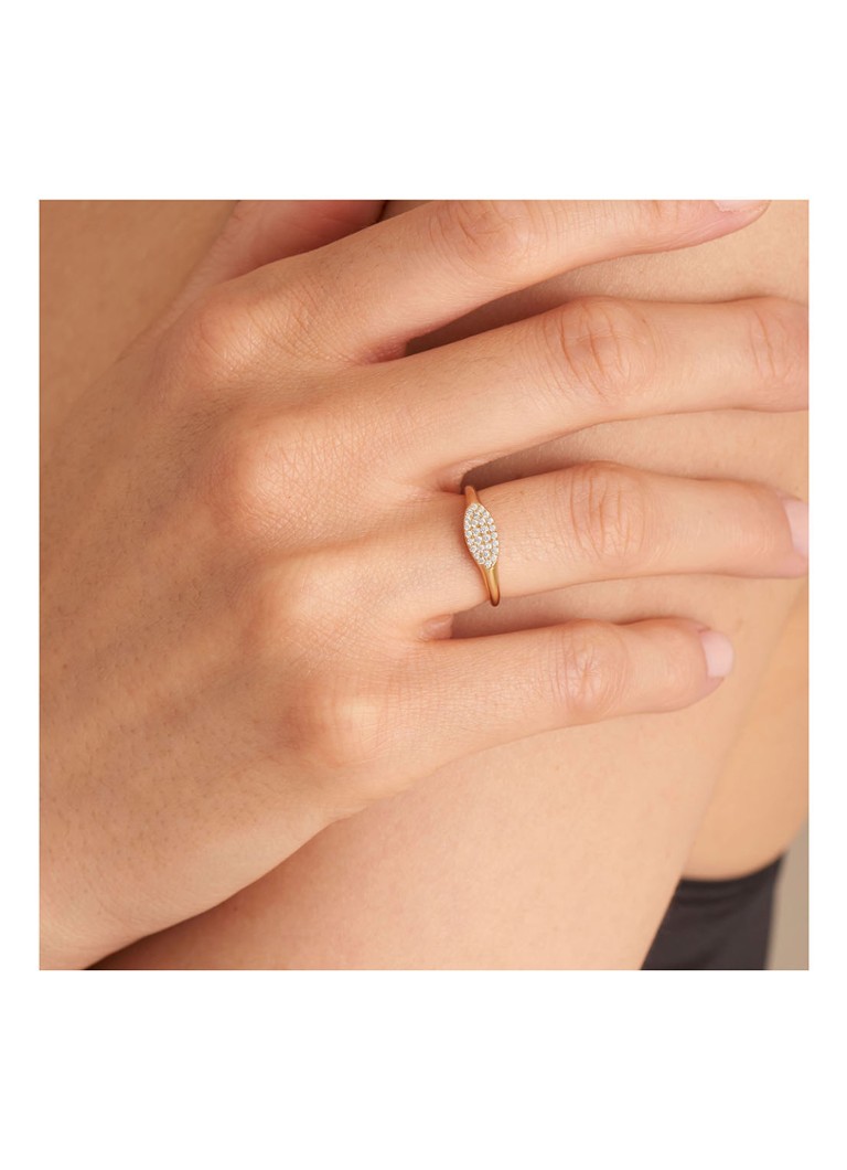 Ania Haie Glam adjustable signet ring gold plated