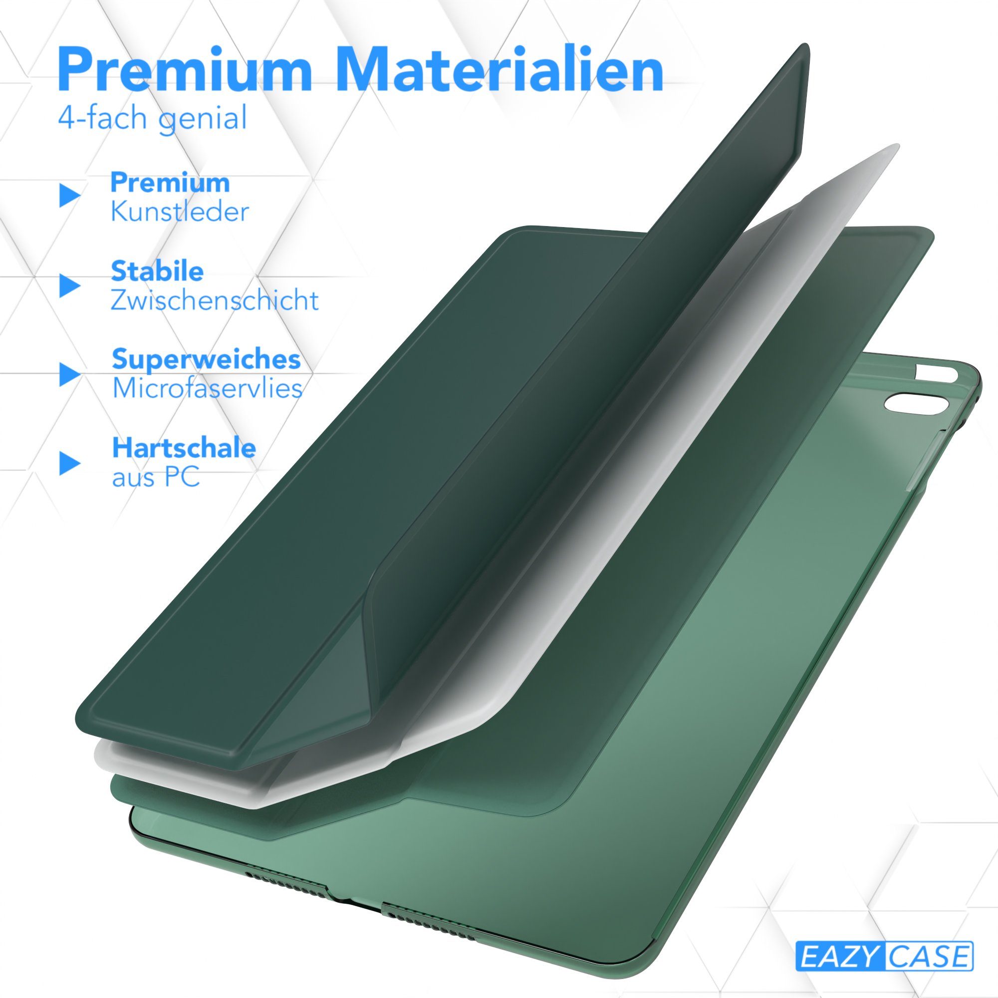 EAZY CASE Tablet-Hülle Smart Case für Apple iPad Mini 4. / 5. Generation 7,9 Zoll, Tablet Schutzhülle aufstellbar Flip Cover Bookstyle Hülle Dunkelgrün