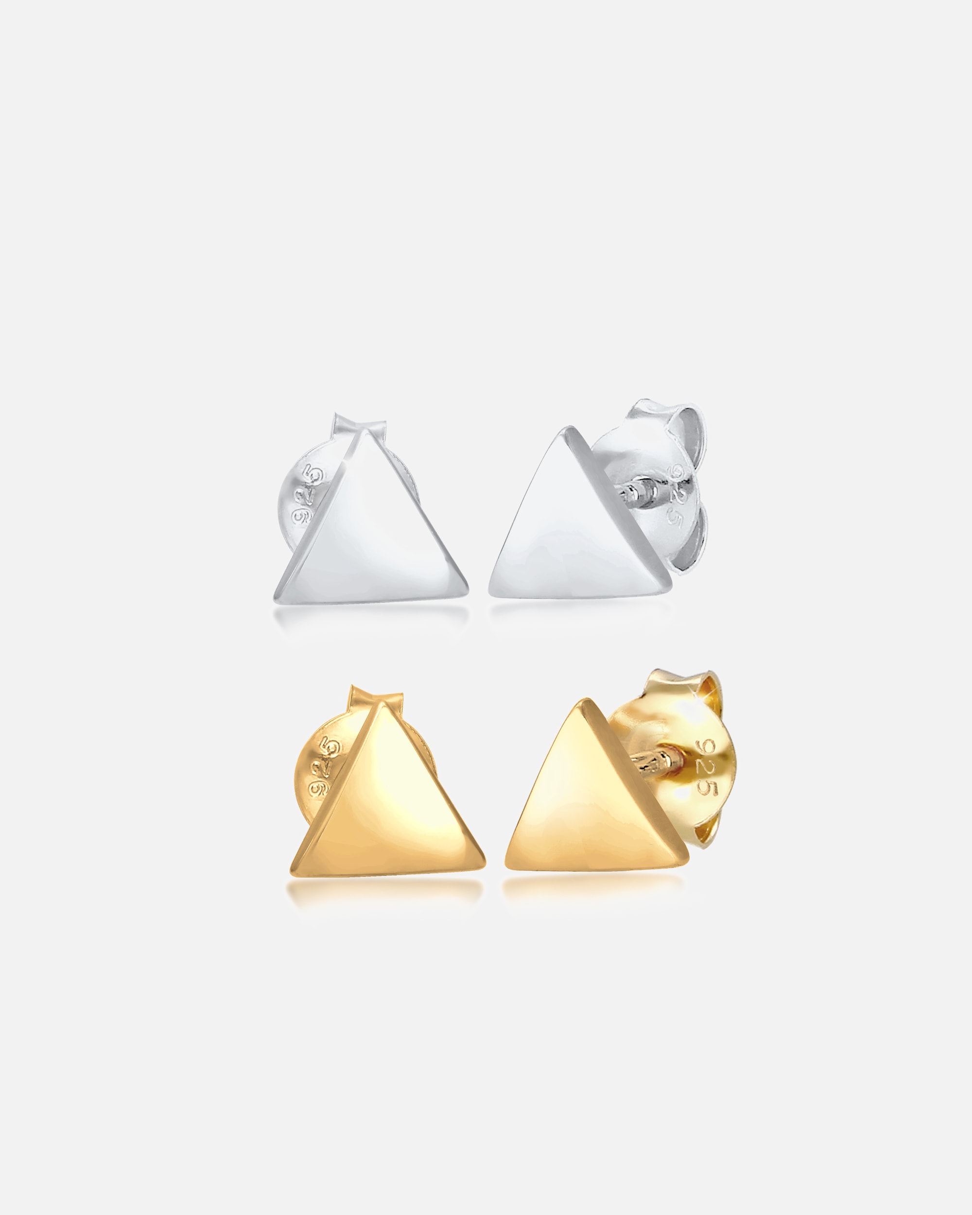 Orecchini a perno Elli Set Triangles Basic Bi-Tone da donna - Argento 925/1000 placcato oro