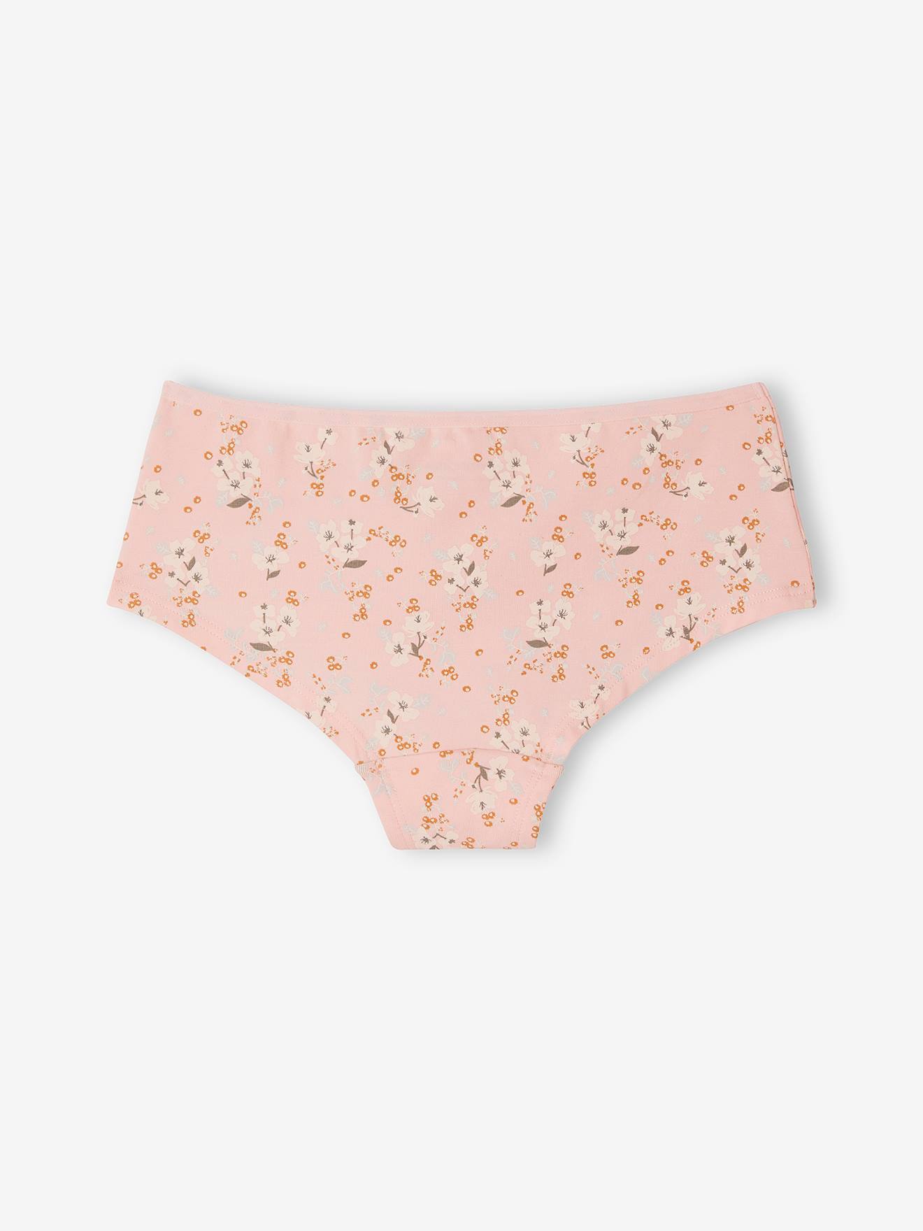 Vertbaudet 5er-Pack Mädchen Shortys, Blumen Oeko-Tex - pudrig rosa
