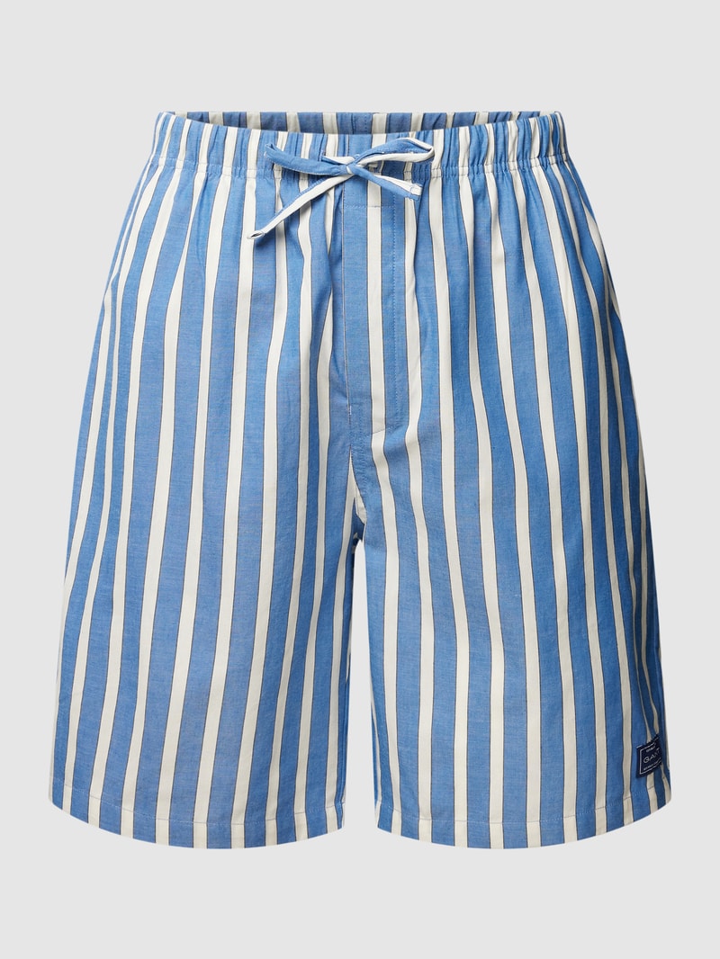 Pyjama-Shorts mit Streifenmuster Modell 'OXFORD' in blau