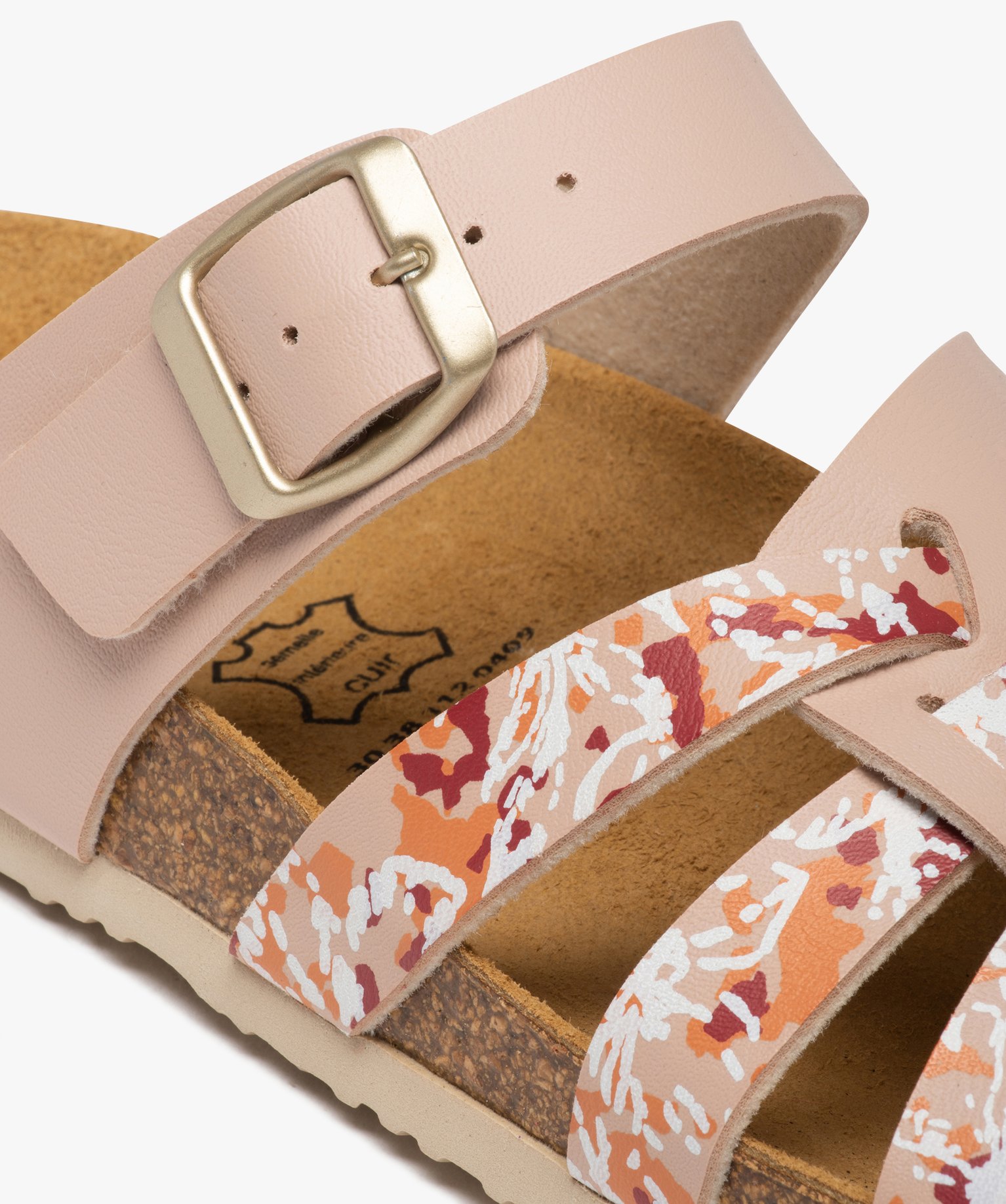 Mules femme à brides multiples et semelle liège rose | GEMO