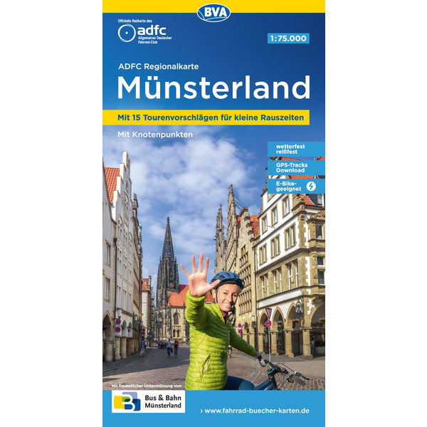 ADFC REGIONALKARTE MÜNSTERLAND MIT TOURENVORSCHLÄGEN - Fahrradkarte