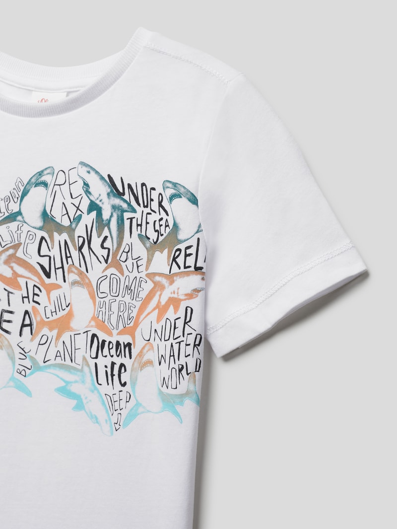 T-Shirt mit Motiv-Print in weiß