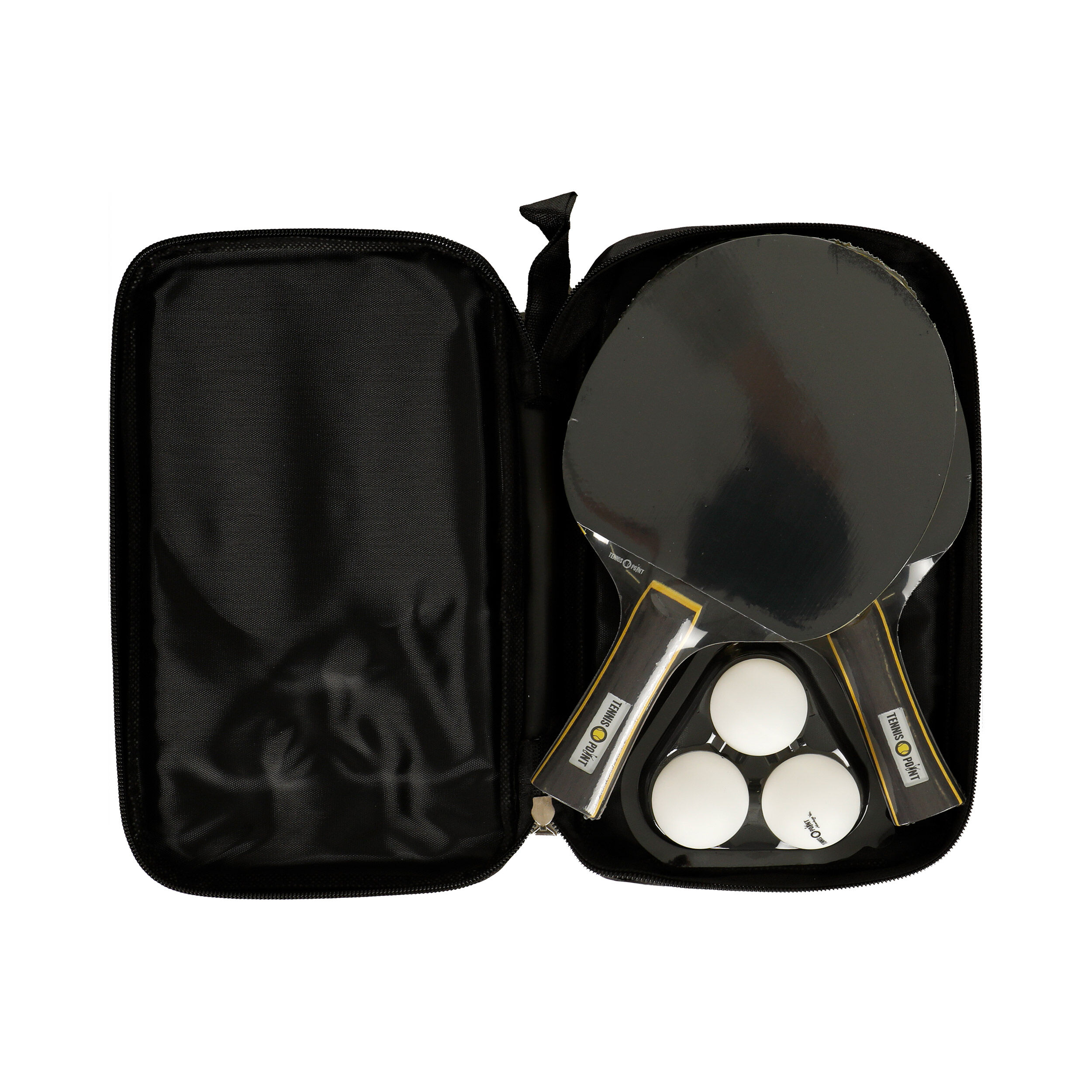 Tischtennis-Set Plus Tasche, Plus 3x Bälle - Weiß, Gelb