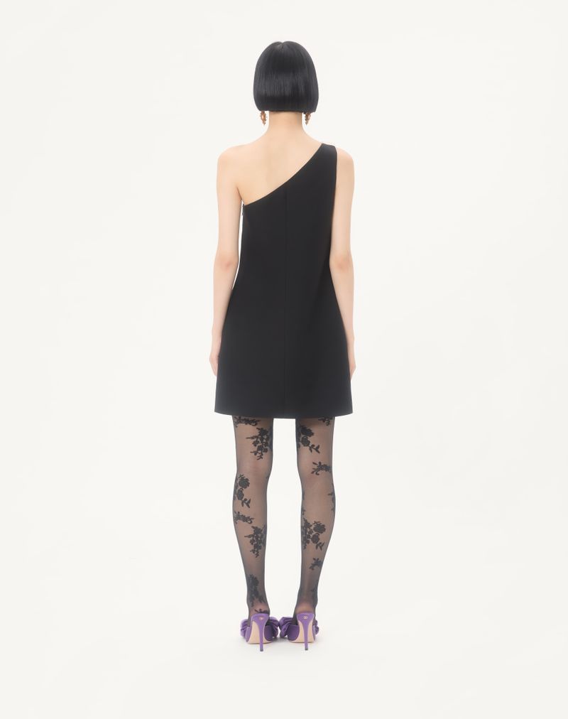 Vestido curto de crepe de alta costura