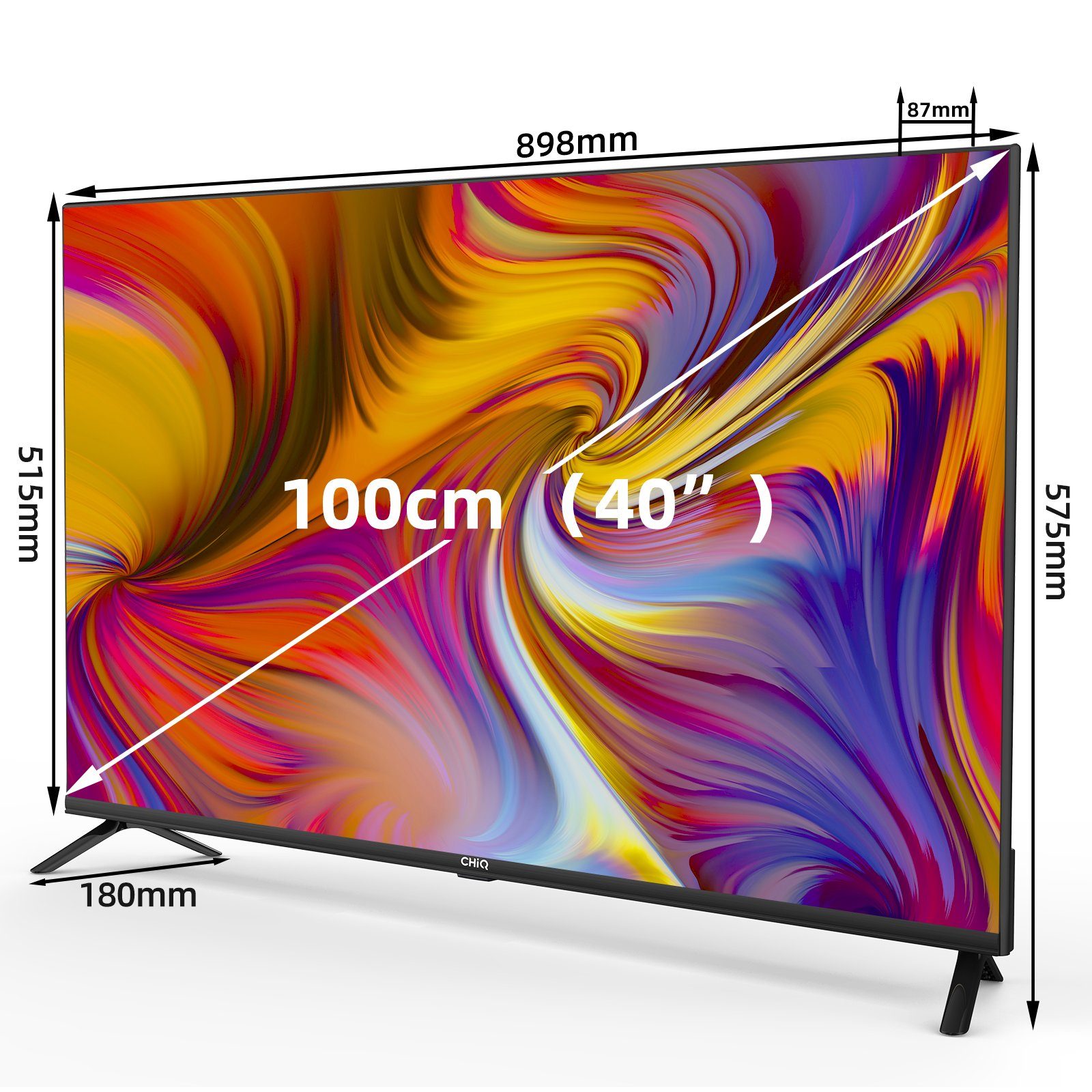CHiQ L40H7G LED-Fernseher (100,00 cm/40 Zoll, Full HD, Smart-TV, Google TV, Google Assistant,Chromecast,Youtube,Triple Tuner(DVB-T2/T/C/S2)