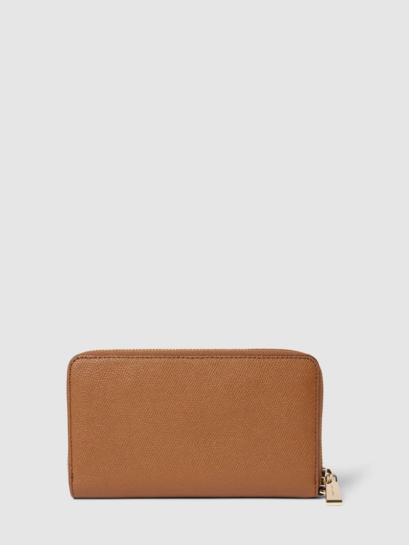 Portemonnaie mit Label-Applikation Modell 'JET SET' in cognac
