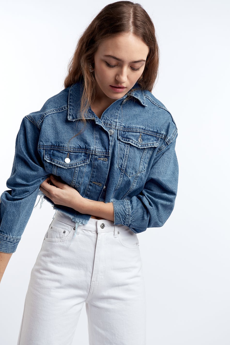 Raw crop denim jacket