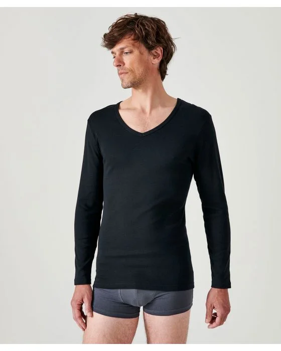 Lot de 2 tee-shirts Essential col V, manches longues