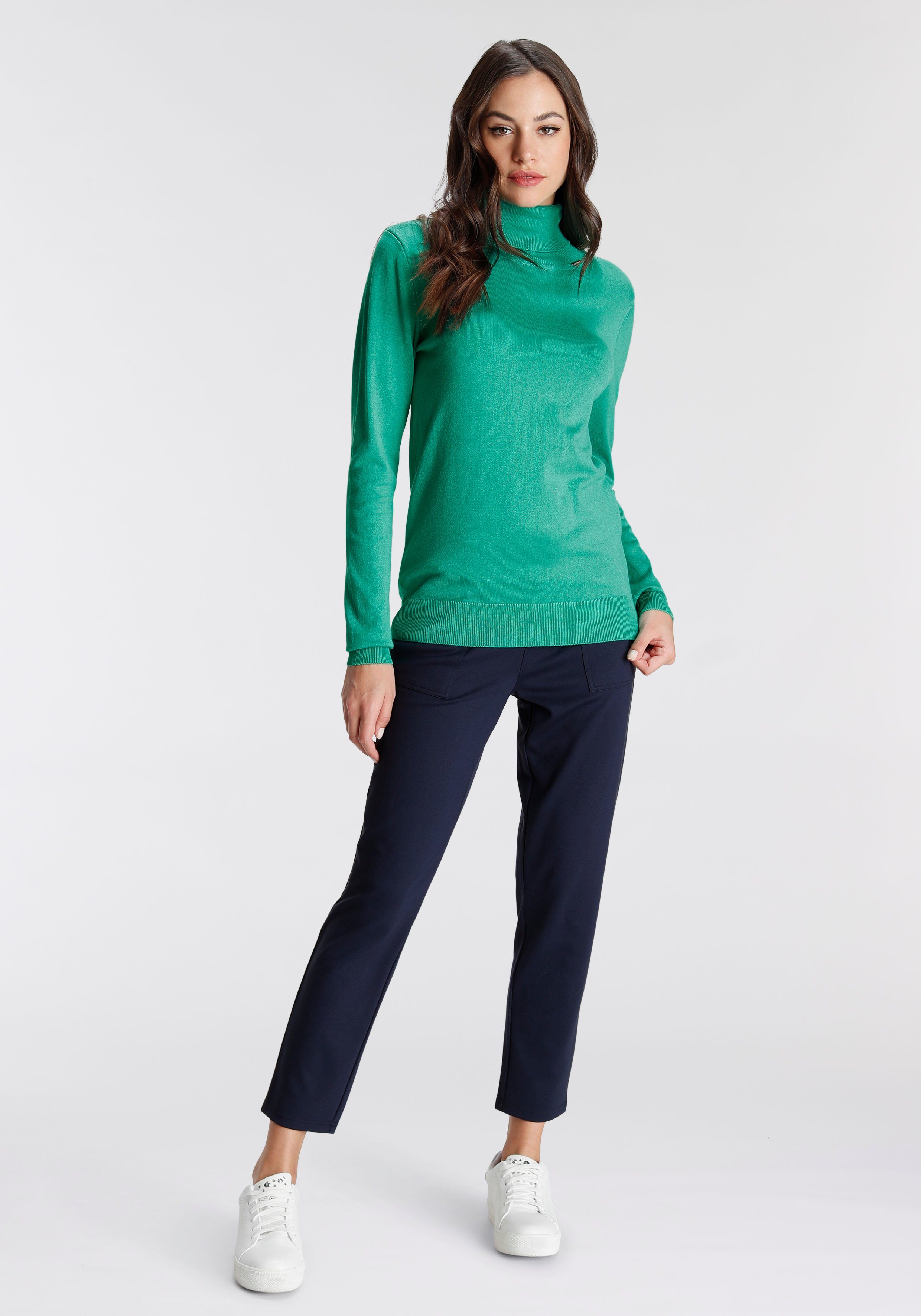 Bruno Banani Rollkragenpullover mit Metalllogo-NEUE FARBEN