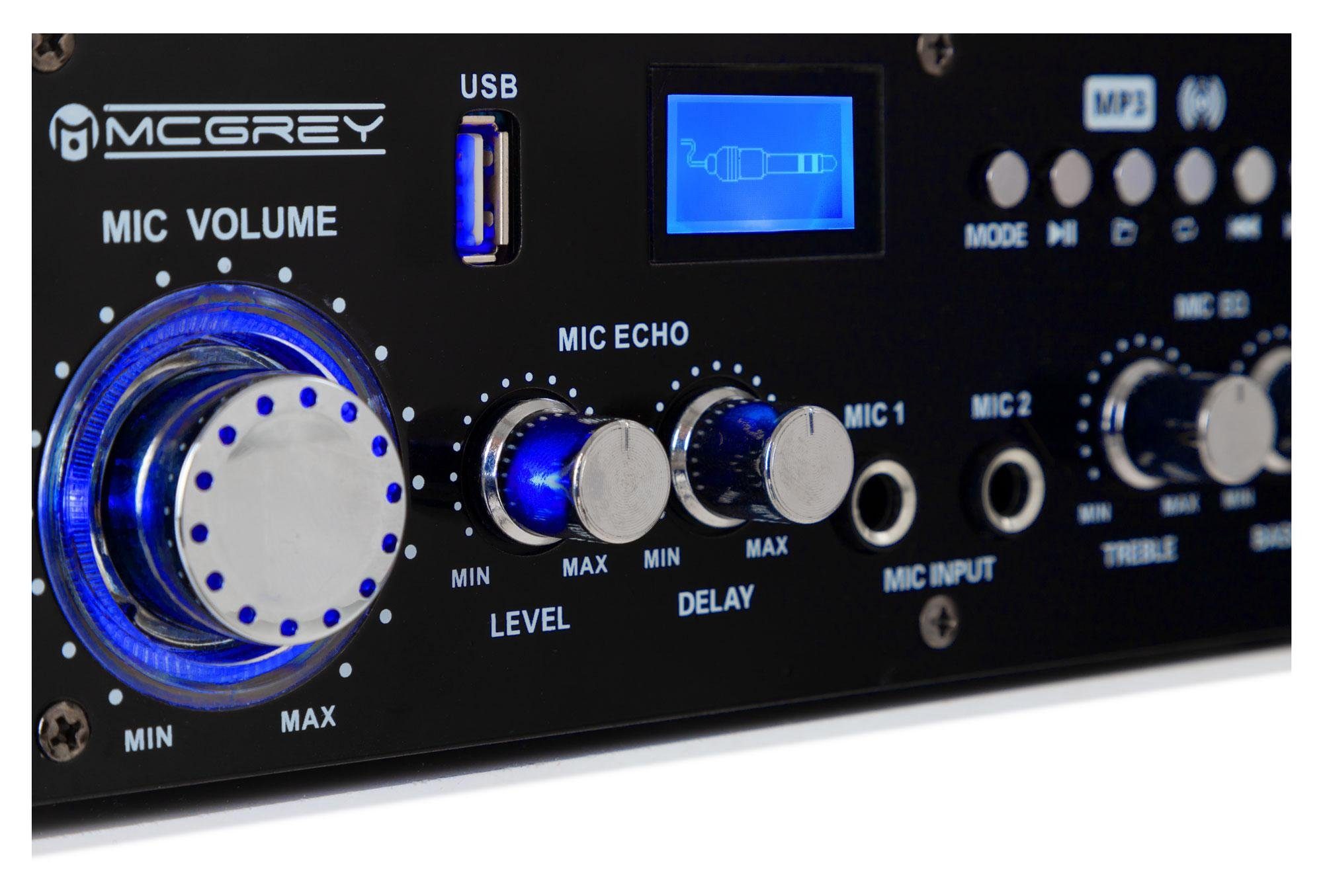 McGrey PA-350BT Bluetooth-Endstufe Endverstärker (200 W, zwei Mikrofoneingängen - USB-MP3-Player und Cinch-Eingang)