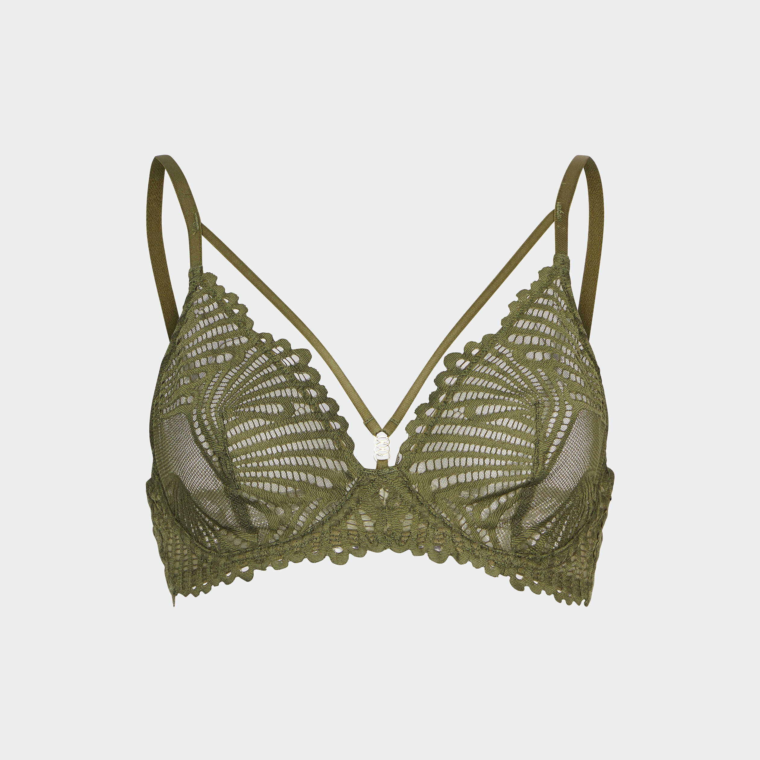 Soutien-gorge emboîtant dentelle vert kaki femme | La Halle