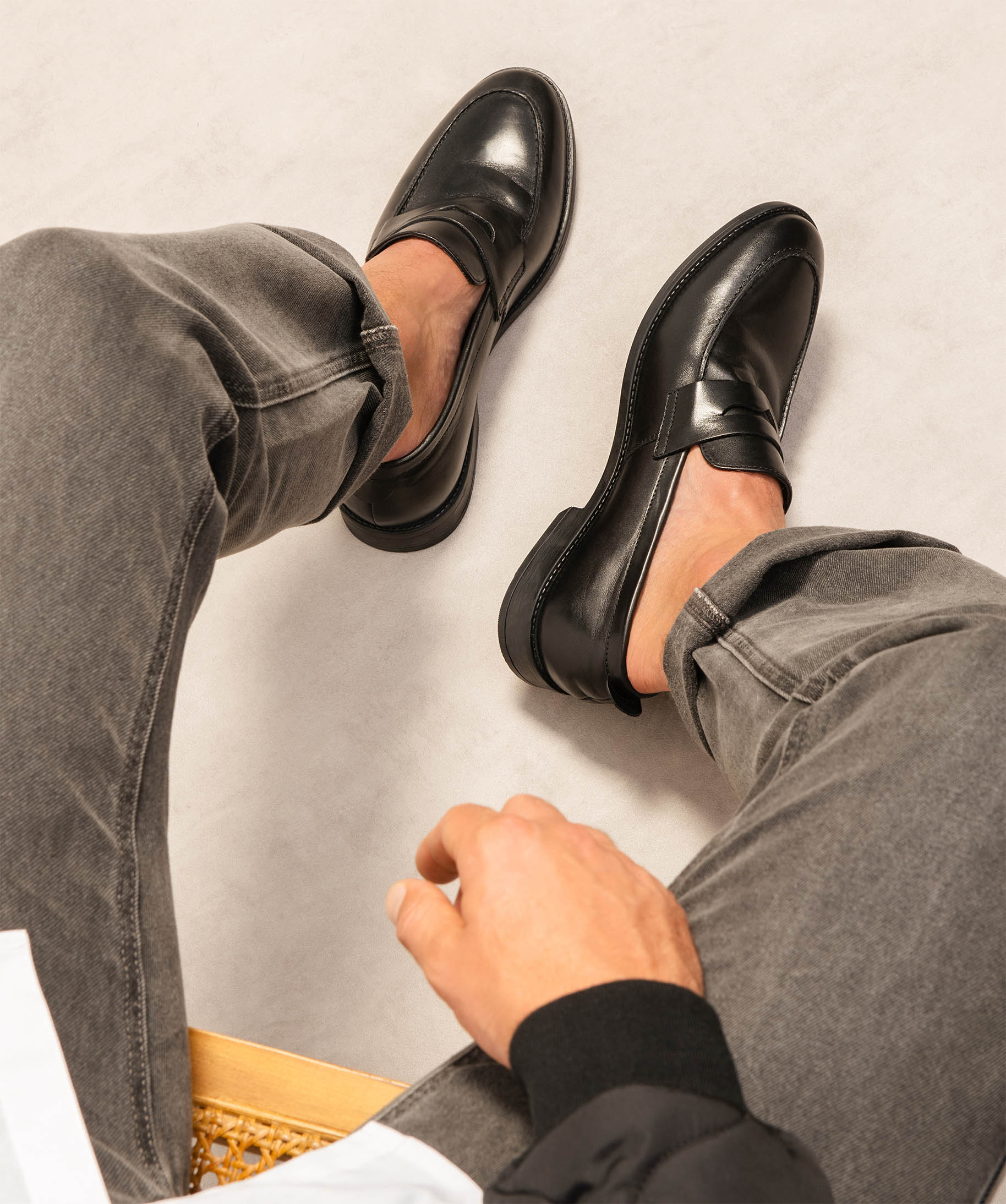 Mocassins dessus cuir homme - Tanéo noir | GEMO