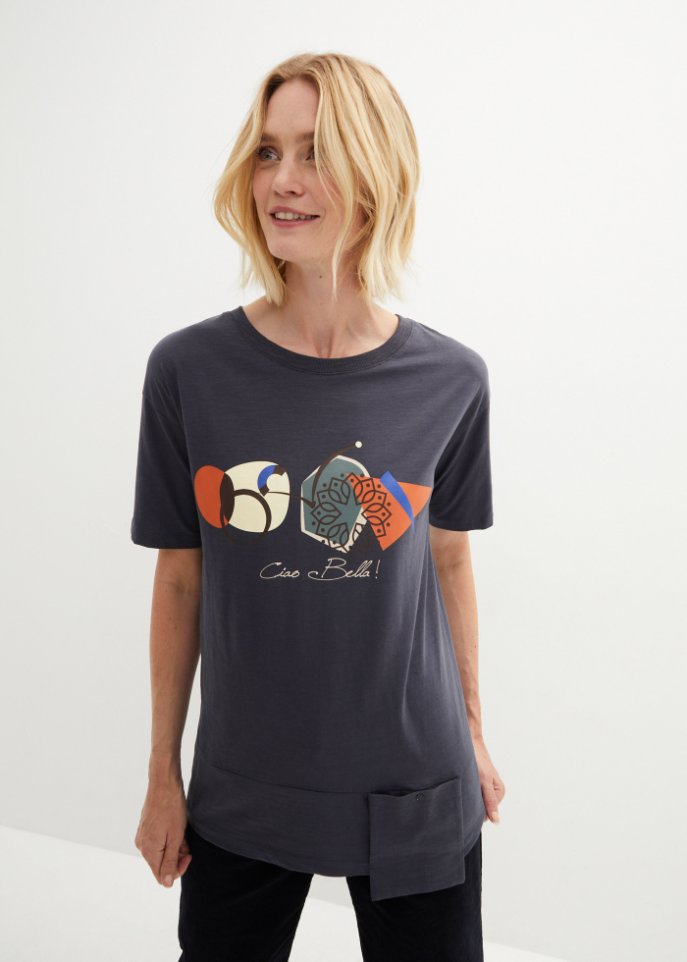 T-Shirt mit Tasche, 3/4 Arm