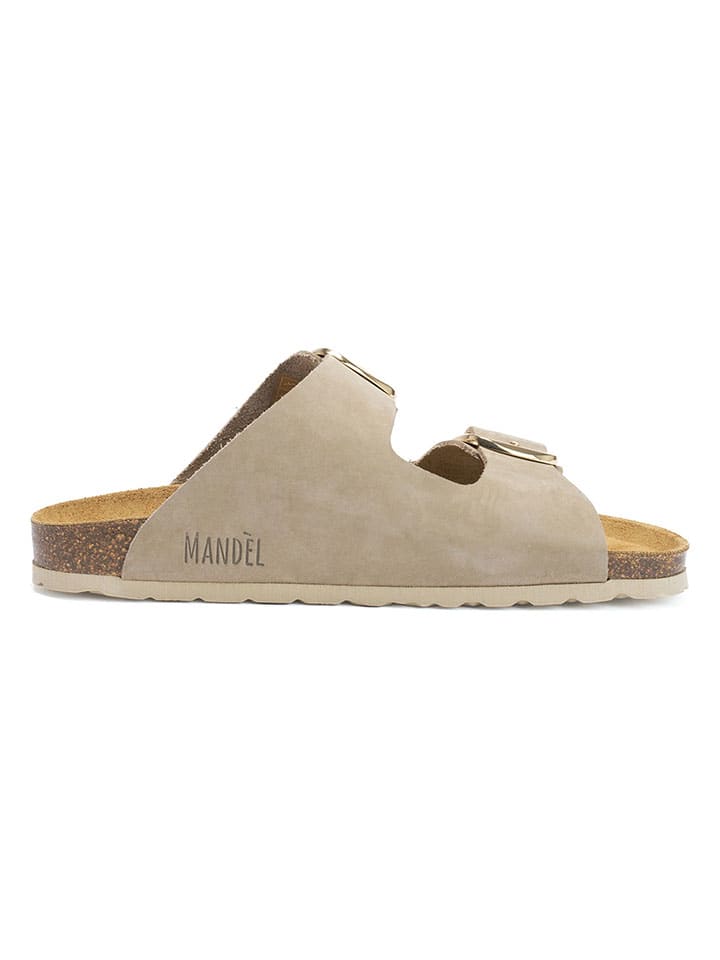 Mandel Leder-Pantoletten in Taupe günstig kaufen