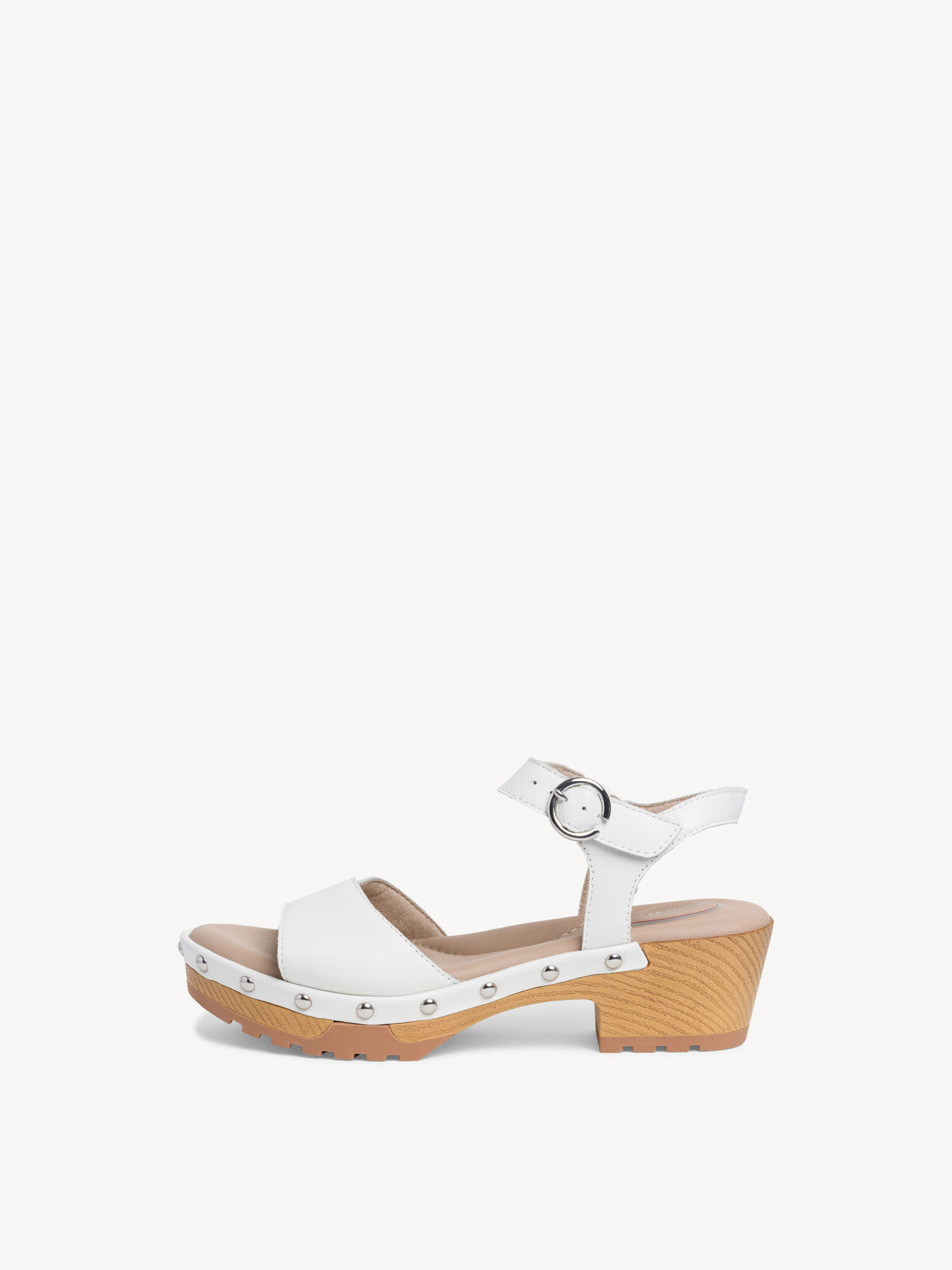 Sandale à talon en cuir - blanc