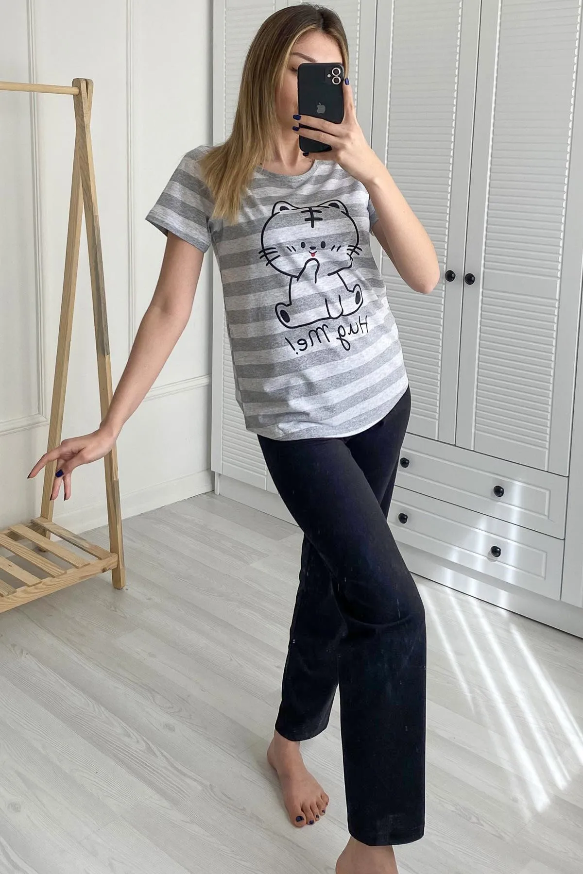 C&City  Kurzarm-Pyjama-Set Schwarz-441046
