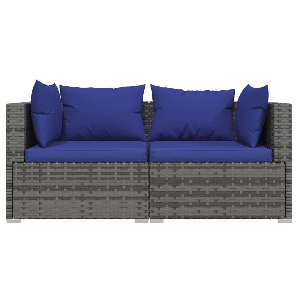 vidaXL Loungesofa 3-tlg. Garten-Lounge-Set mit Kissen Grau Poly Rattan, 1 Teile