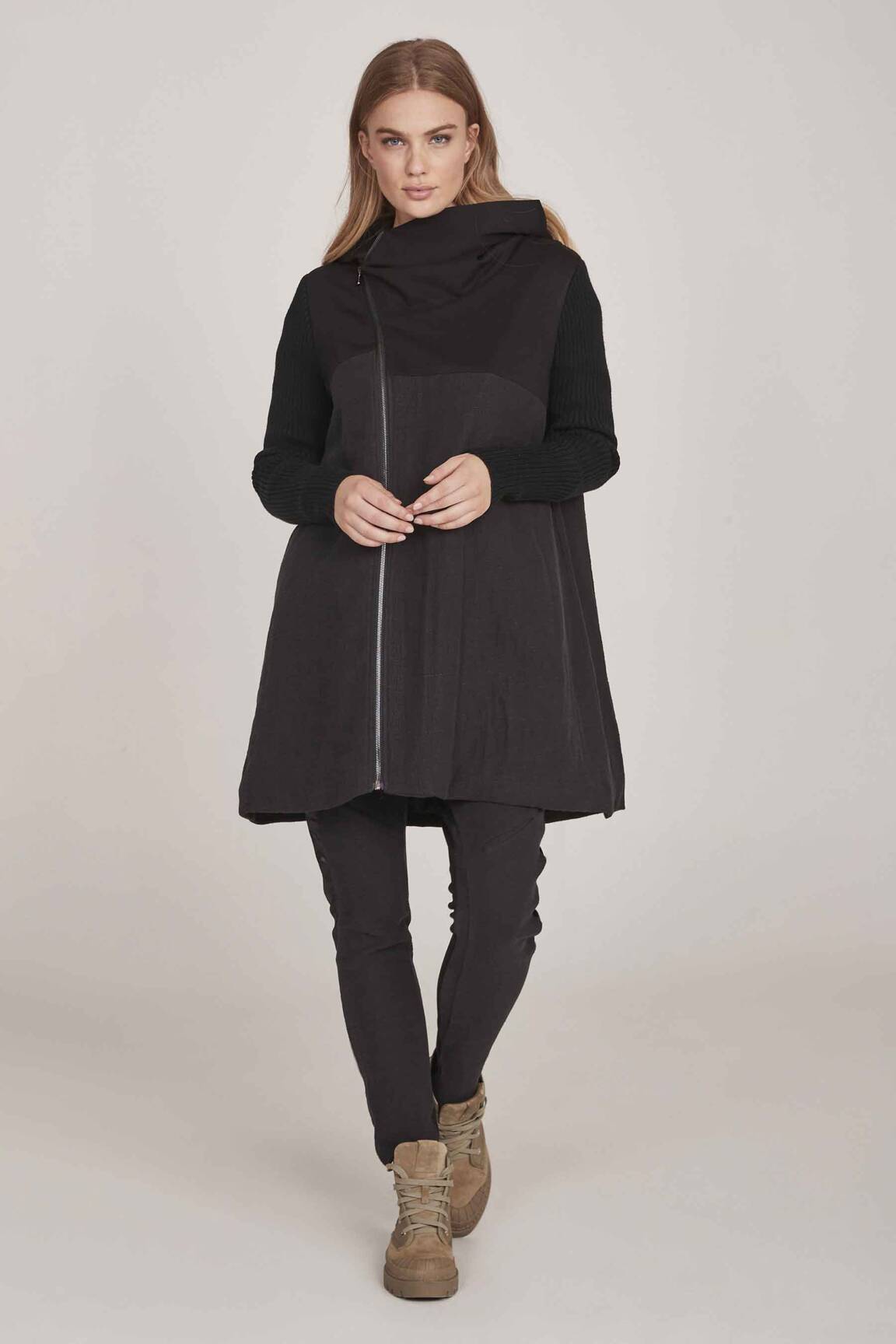 Nu Manteaux Longs Femme couleur noir