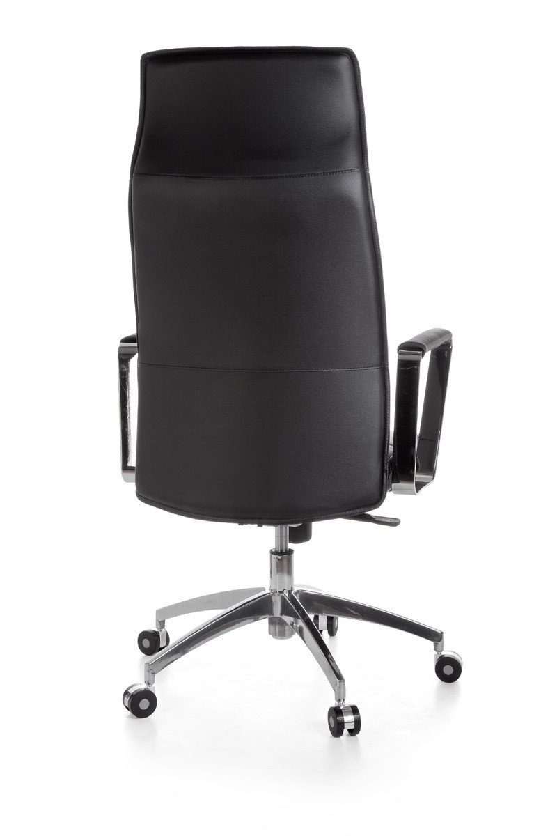 Amstyle Drehstuhl SPM1.137 (Echtleder Schwarz, Bürostuhl XXL 120 kg Modern), Schreibtischstuhl Drehbar, Chefsessel mit Armlehne