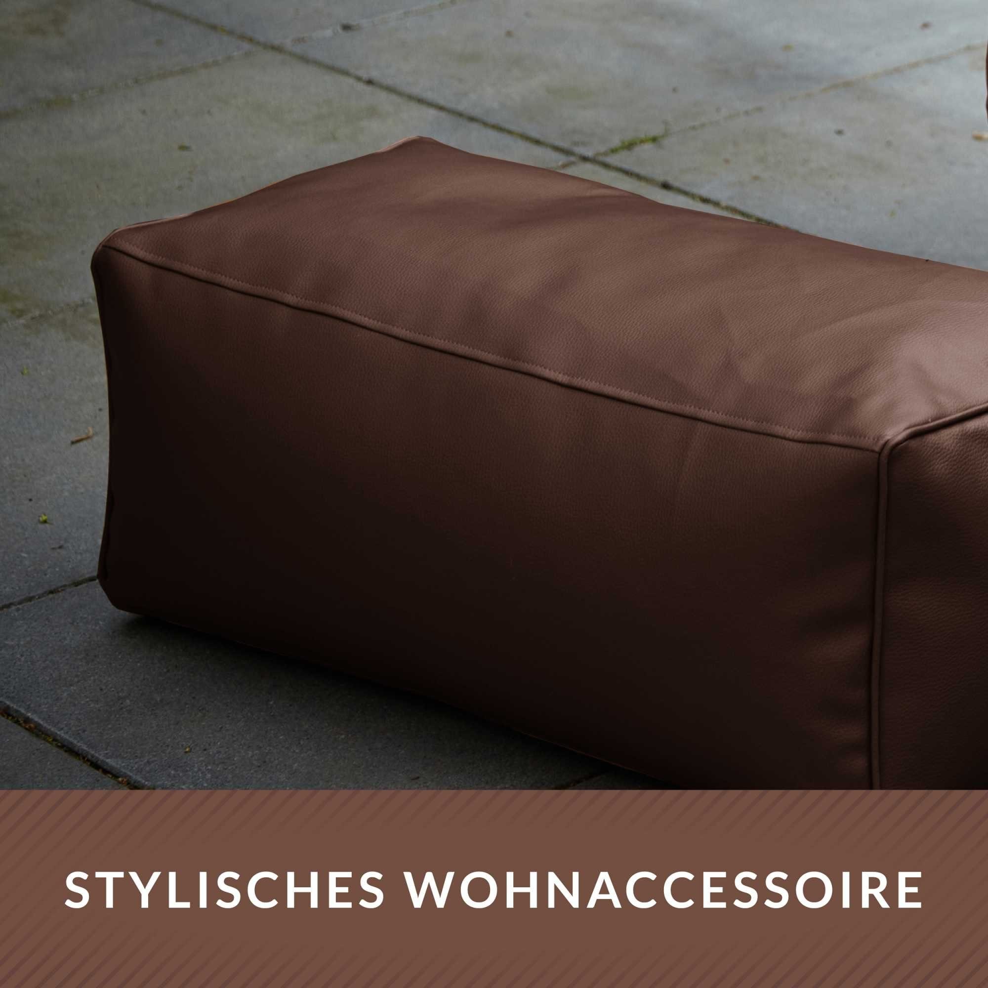 Green Bean Fußhocker Sitzpouf aus Kunstleder in 3 Farben (Pouf Bodenkissen Ablage Hocker Sitzkissen), Sitzhocker mit Füllung, Maße 70x33x28cm - Ergänzung zum Sitzsack