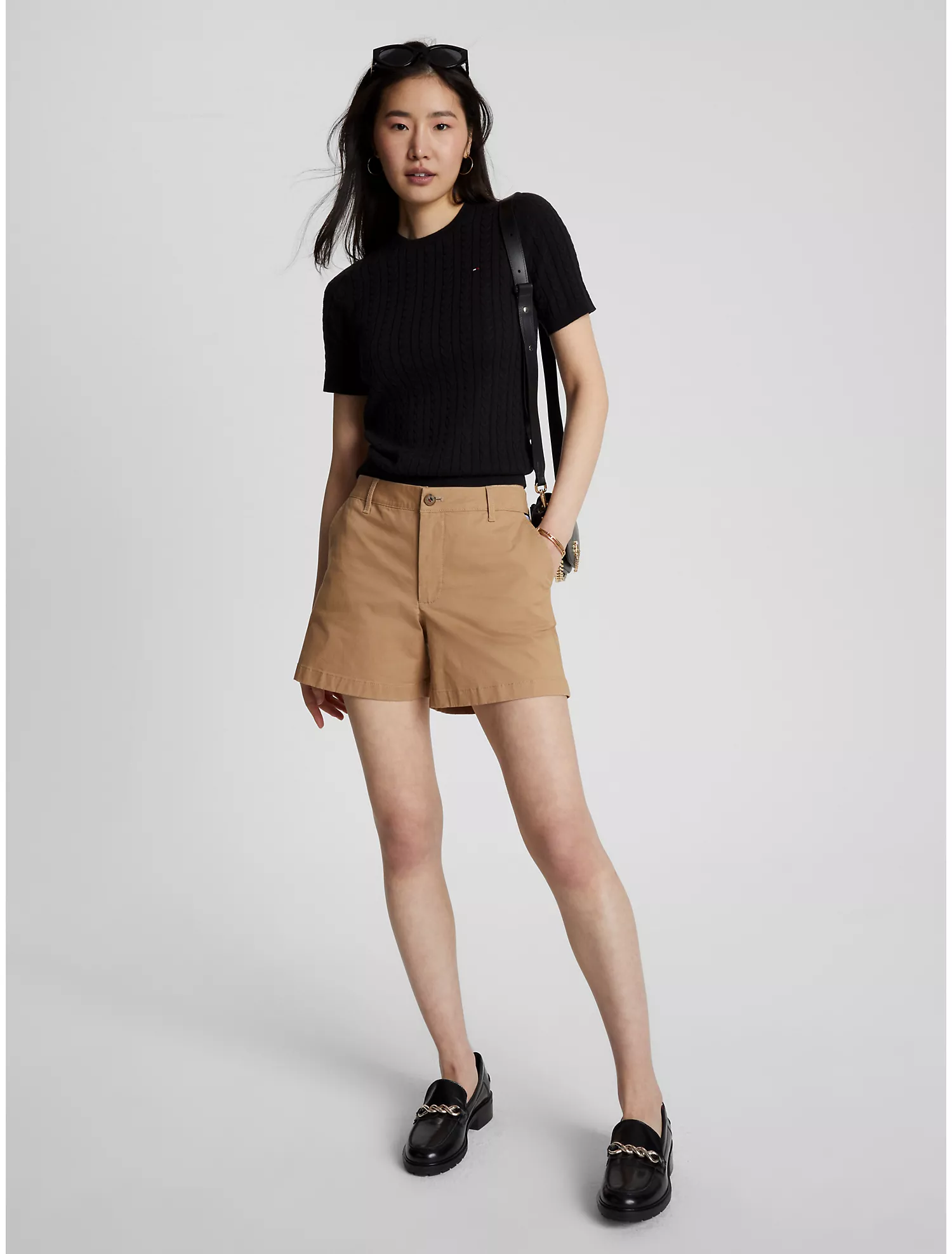 Cable Knit Short-Sleeve Sweater