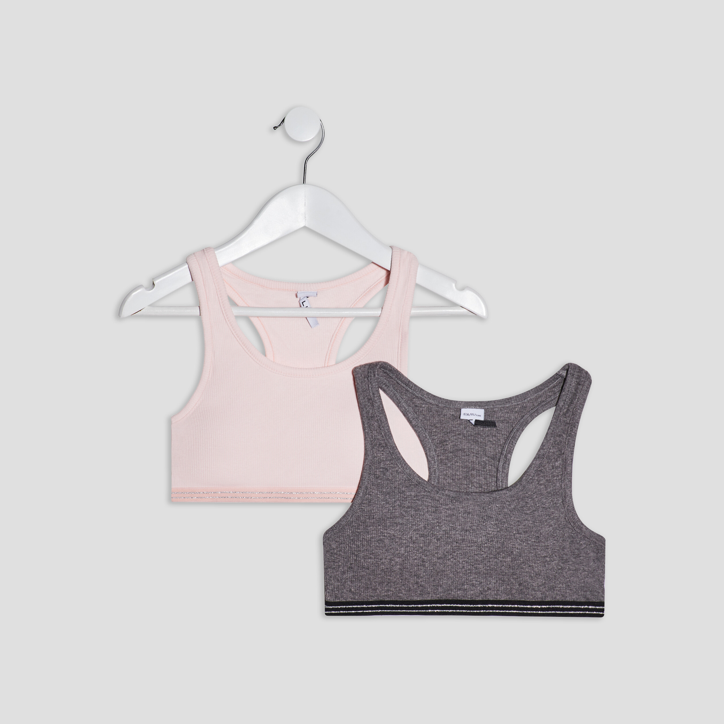 Lot 2 brassières dos nageur gris fille | La Halle