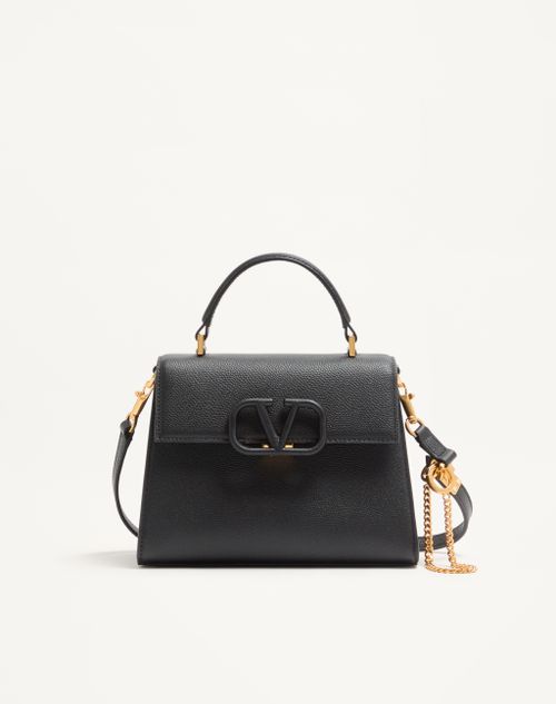 Bolsa Valentino Garavani Vsling pequena em couro de bezerro granulado.