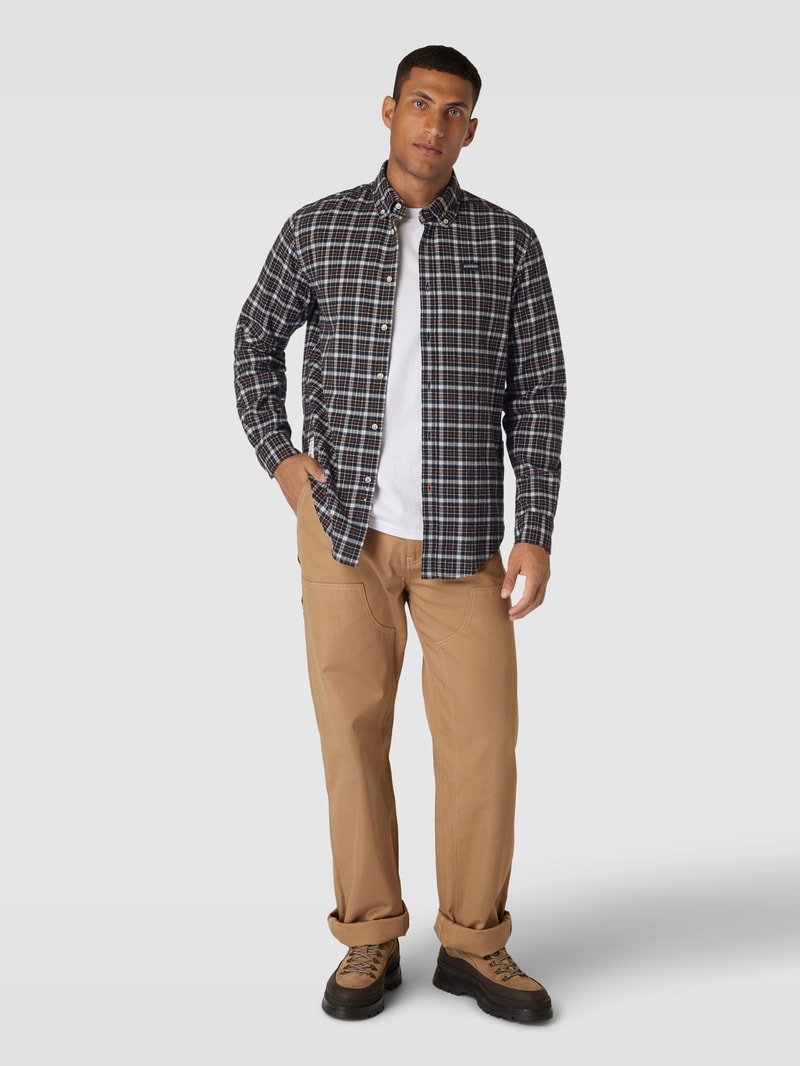 Freizeithemd mit Karomuster und Button-Down-Kragen in schwarz