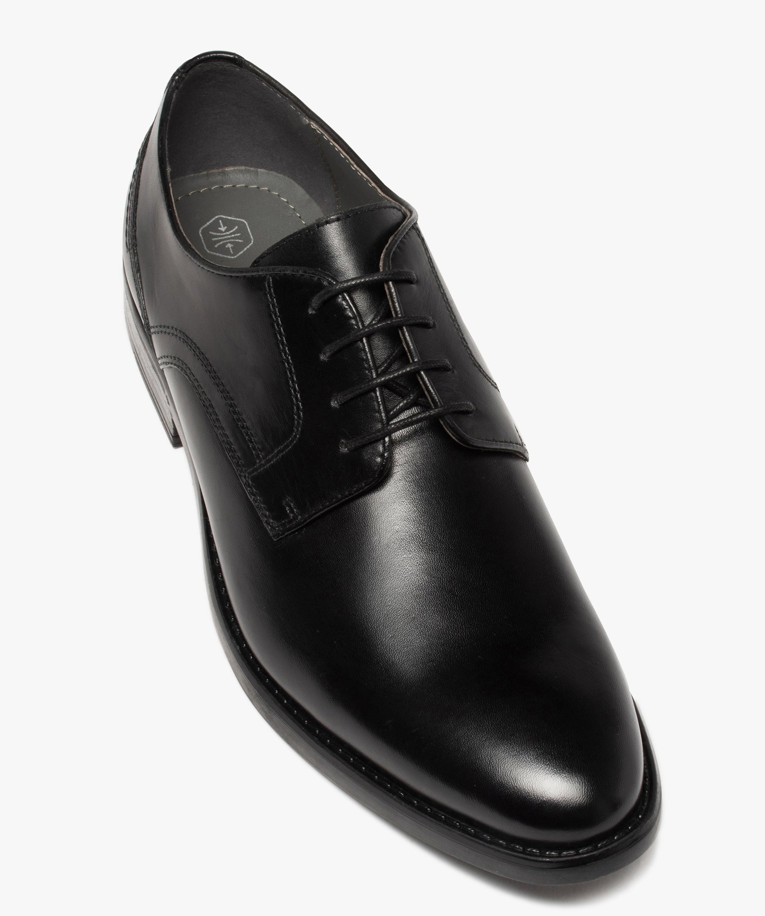 Derbies homme unies en cuir à lacets ronds noir | GEMO