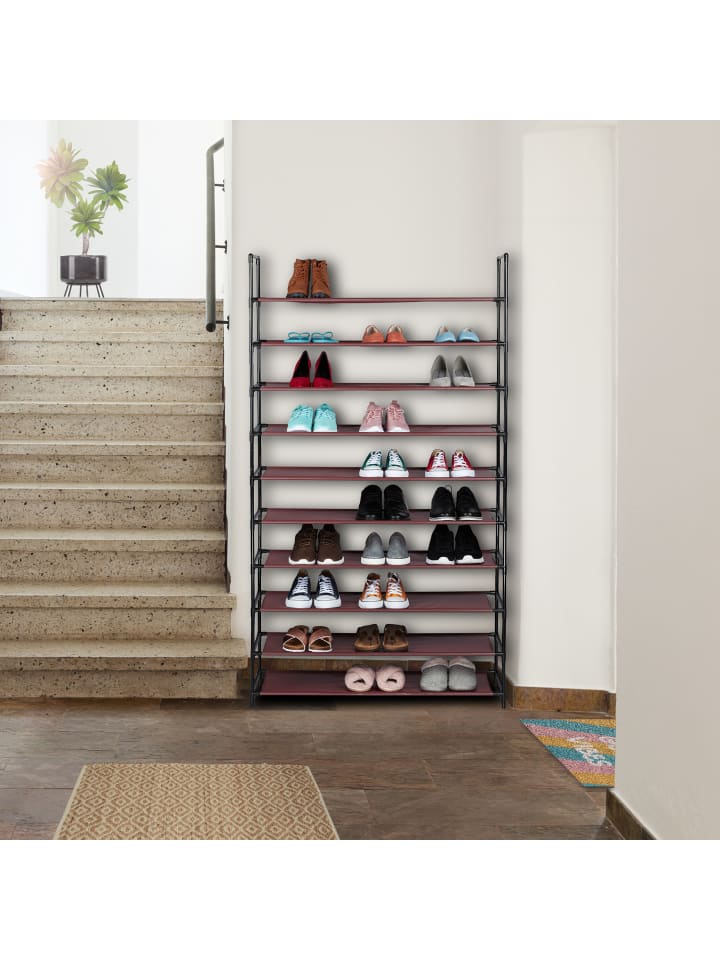 relaxdays Schuhregal in Schwarz - (B)99 x (H)176,5 x (T)29,5 cm günstig kaufen onesize