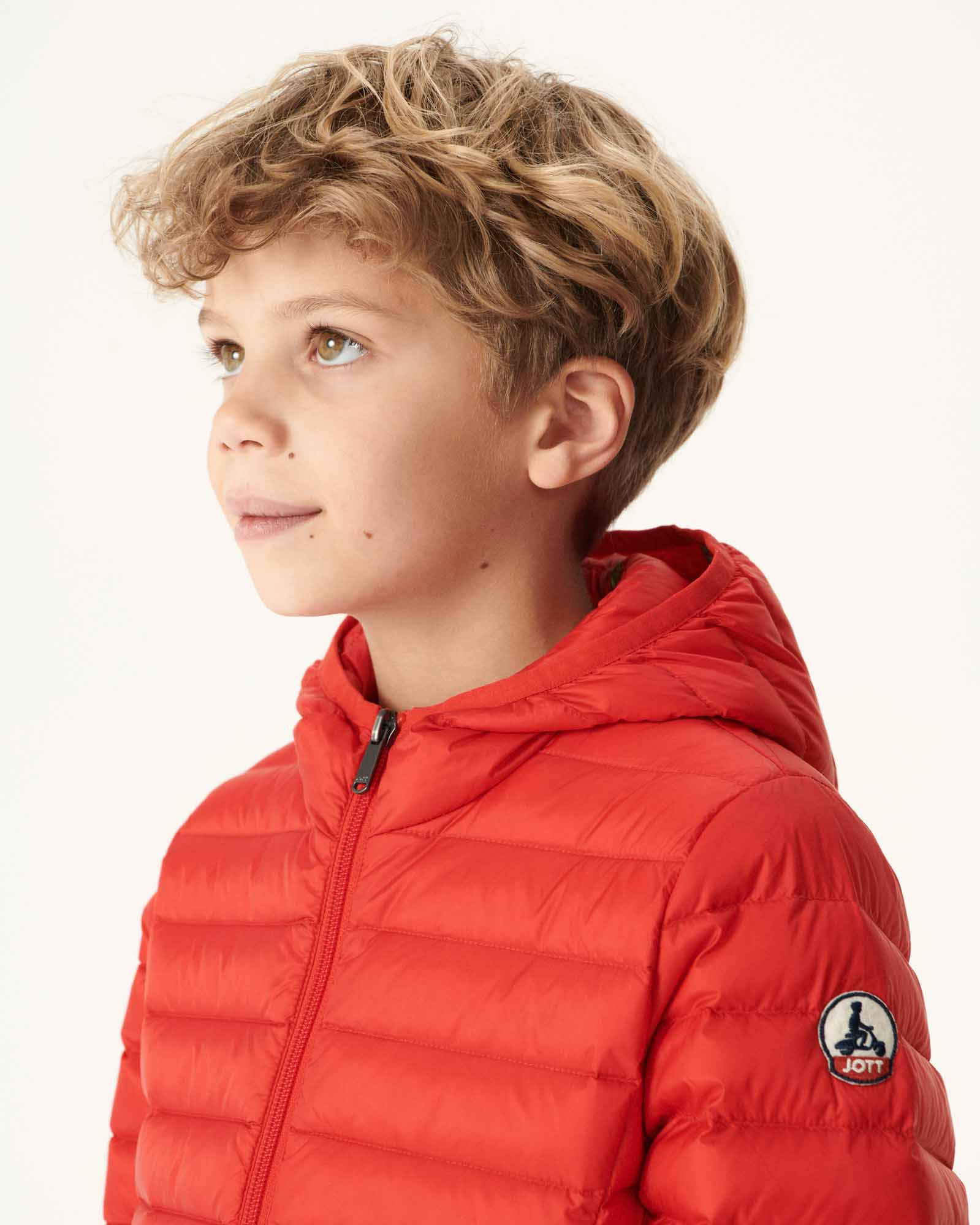 Doudoune légère à capuche enfant Rouge vif Hugo