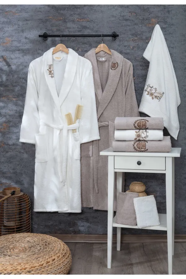 Güvenal  Asya 16-teiliges, verpacktes Mitgift-Familien-Bademantel-Set | Bademantel-Set | Mitgift-Set | Bademantel | Bademantel-Set