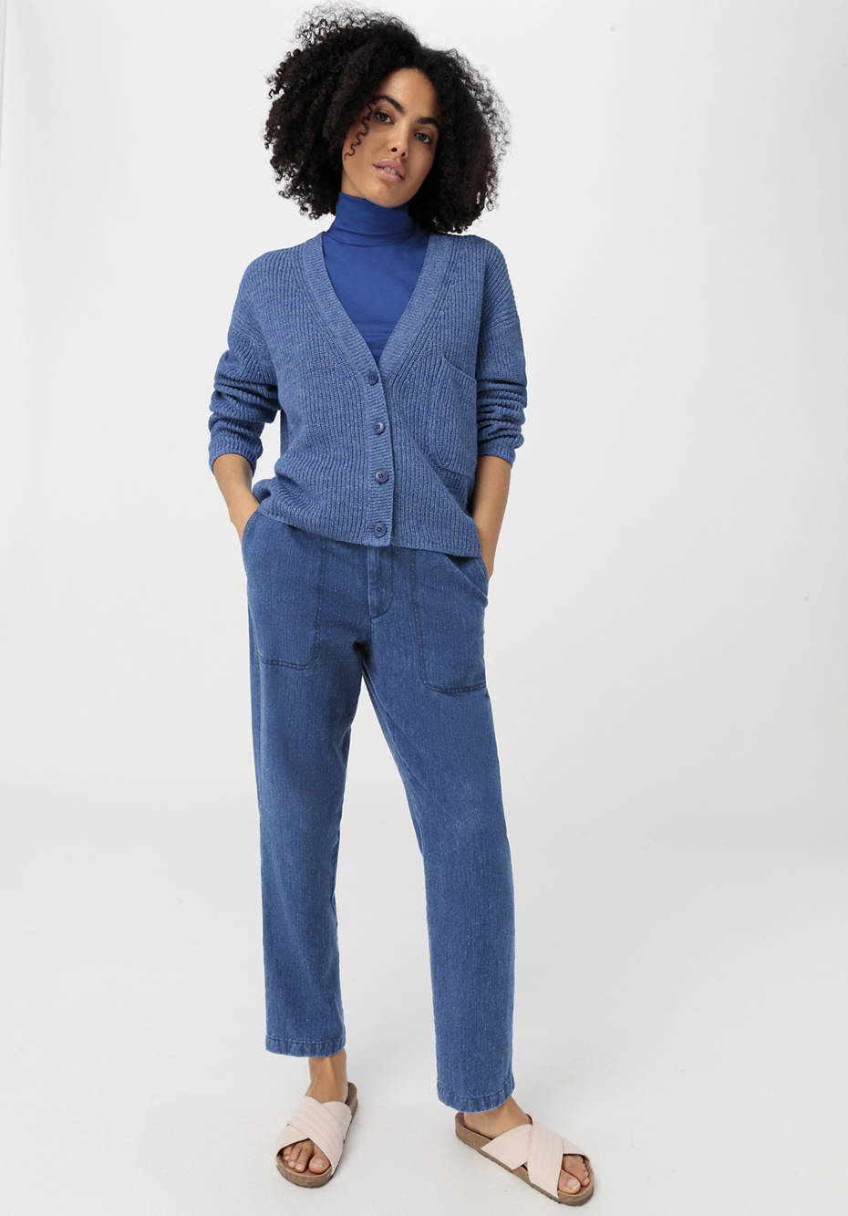 Cardigan aus Bio-Baumwolle mit Leinen