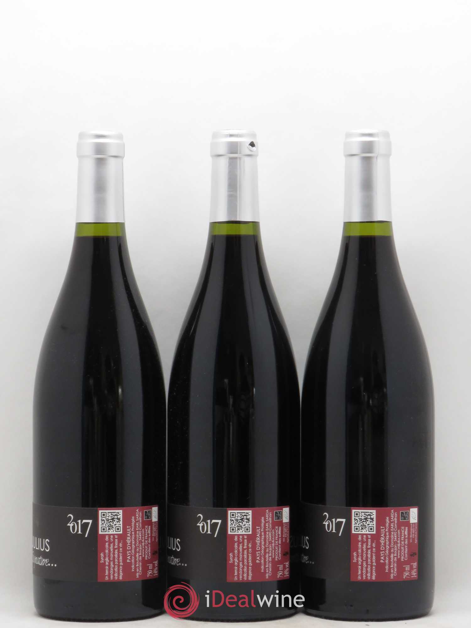 IGP Pays d'Hérault (Vin de Pays de l'Hérault) Valjulius Signature J Et B Sarda 2017 - Lot de 3 Bouteilles